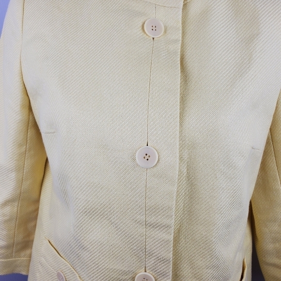 TALBOTS women blazer size 10P yellow 100% linen - Picture 7 of 16